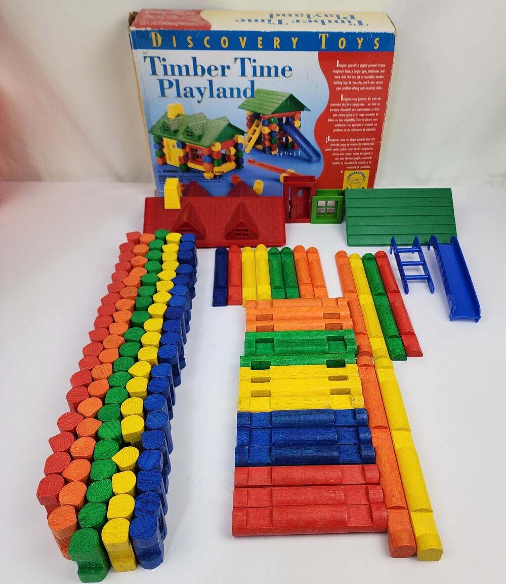Discovery Toys 2001 Timber Time Playland Building Primary Colors Logs Cabin